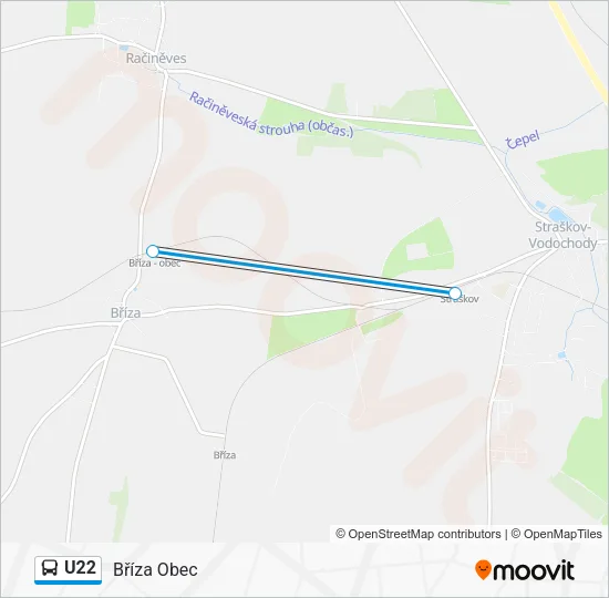 Автобус U22: карта маршрута