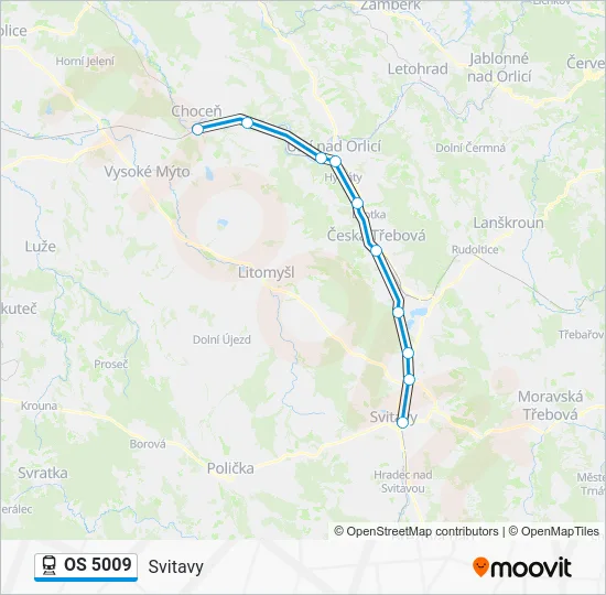 Поезд OS 5009: карта маршрута