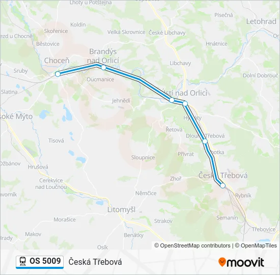 Поезд OS 5009: карта маршрута