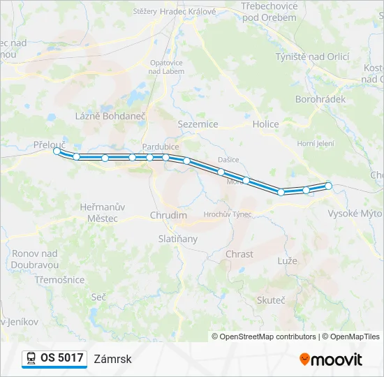 Поезд OS 5017: карта маршрута