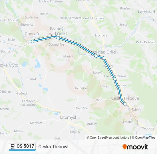 Поезд OS 5017: карта маршрута