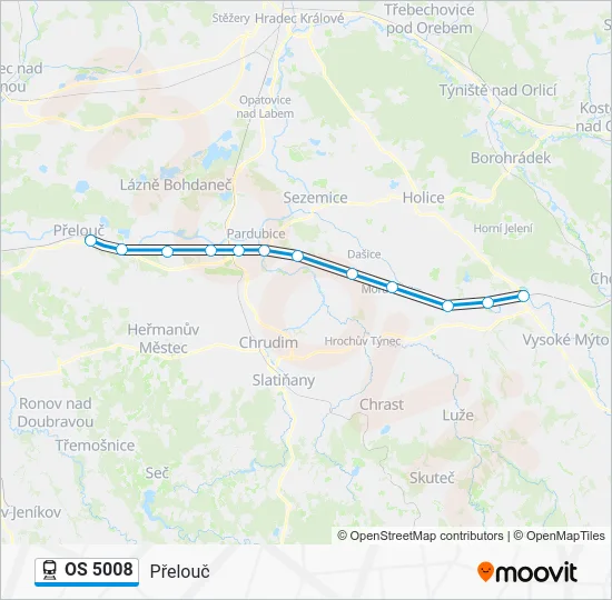 Поезд OS 5008: карта маршрута