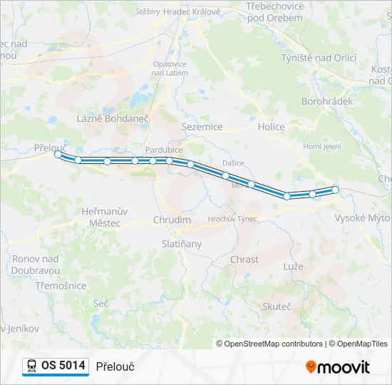 Поезд OS 5014: карта маршрута