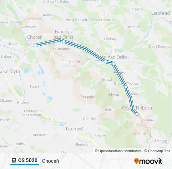 Поезд OS 5020: карта маршрута