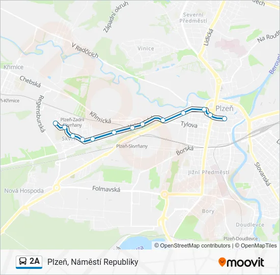 Автобус 2A: карта маршрута