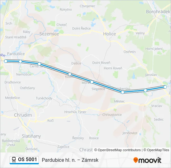 Поезд OS 5001: карта маршрута