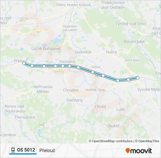 Поезд OS 5012: карта маршрута