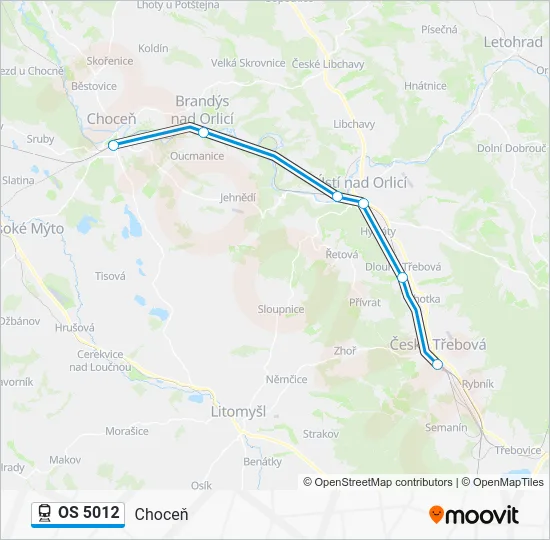 Поезд OS 5012: карта маршрута