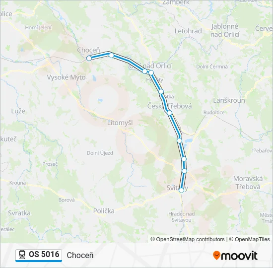 Поезд OS 5016: карта маршрута
