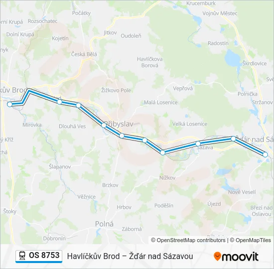Поезд OS 8753: карта маршрута