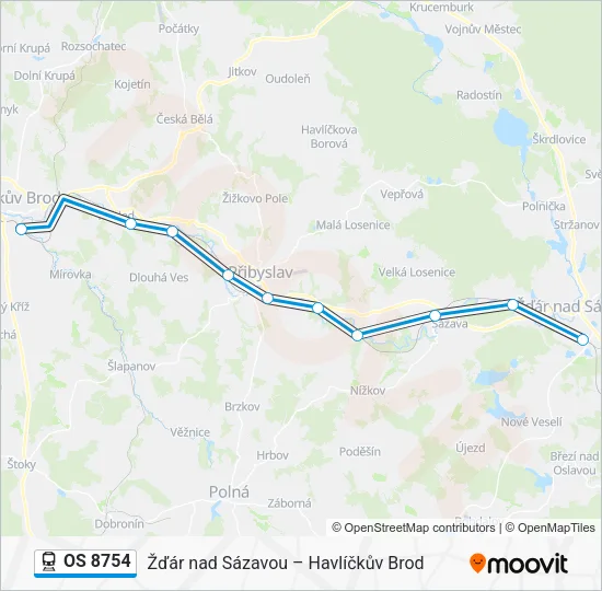 Поезд OS 8754: карта маршрута