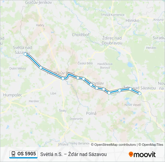 Поезд OS 5905: карта маршрута