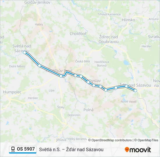 Поезд OS 5907: карта маршрута