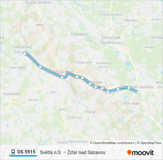 Поезд OS 5915: карта маршрута