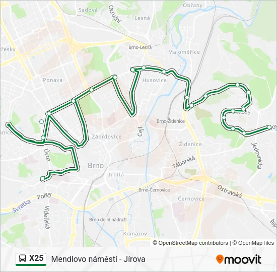 Автобус X25: карта маршрута