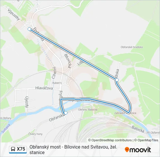 Автобус X75: карта маршрута