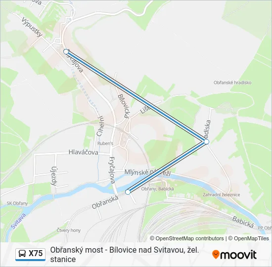 Автобус X75: карта маршрута