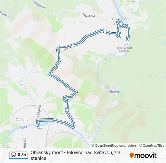Автобус X75: карта маршрута