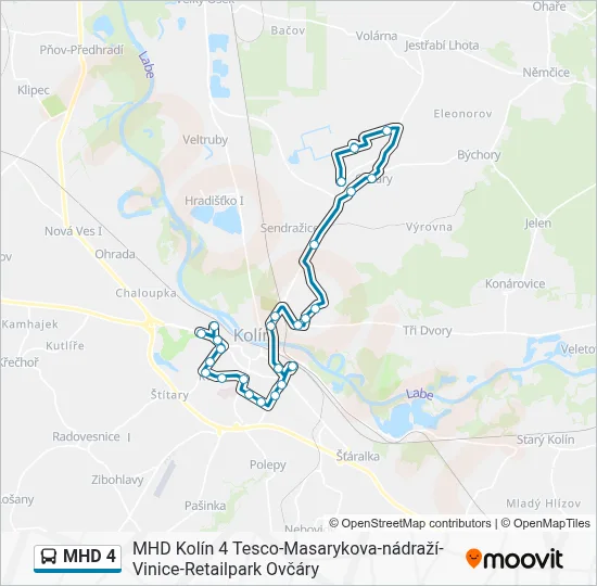 Mhd Maps MHD 4 Route: Schedules, Stops & Maps - Kolín,Retailpark Ovčáry (Updated)