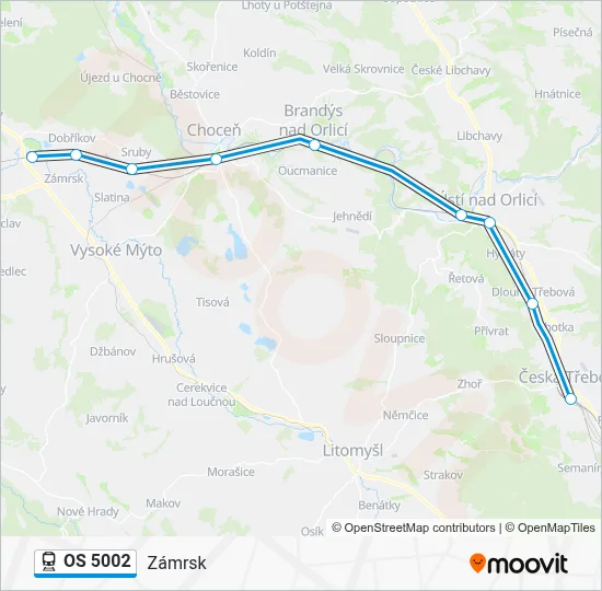 Маршрут OS 5002: расписание, карты и остановки - Zámrsk (Обновлено)