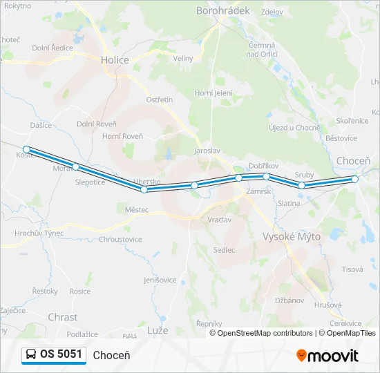 OS 5051 Trasa: Jízdní řády, zastávky a mapy - Choceň (Aktualizováno)
