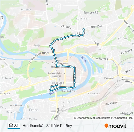 X1 Bus Line Map