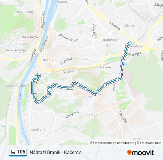 106 autobus Mapa linky