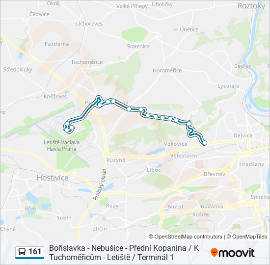 161 autobus Mapa linky