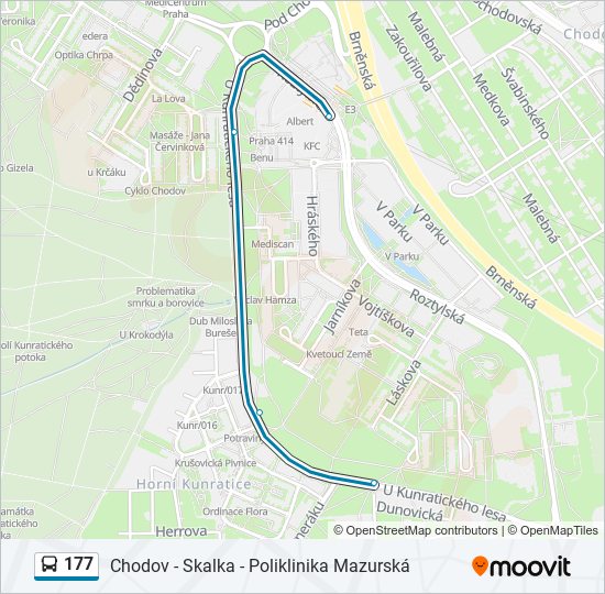 177 autobus Mapa linky