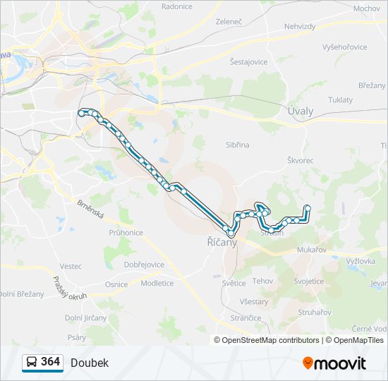 364 autobus Mapa linky