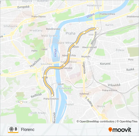 Метро B: карта маршрута