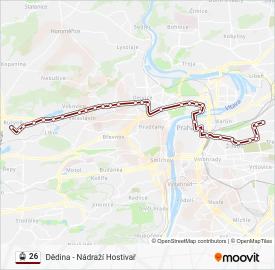 Трамвай 26: карта маршрута