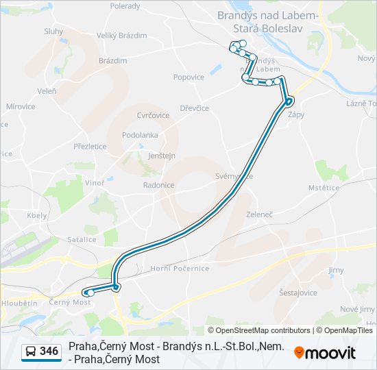 346 autobus Mapa linky