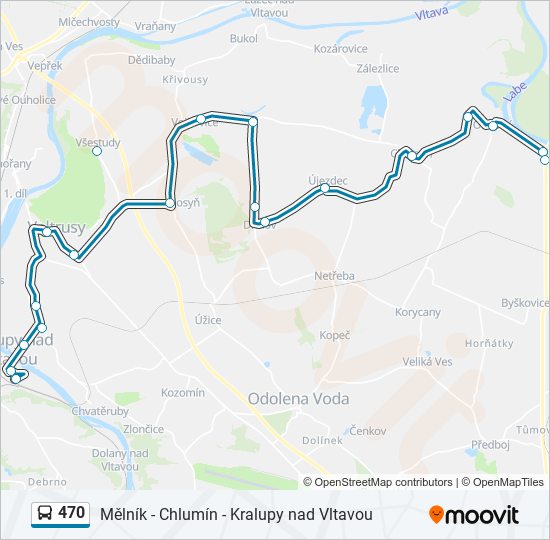 470 autobus Mapa linky