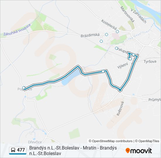 477 autobus Mapa linky