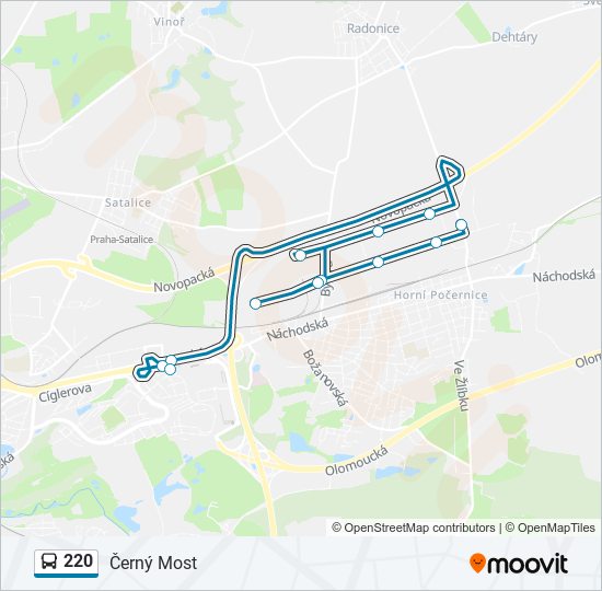 220 autobus Mapa linky