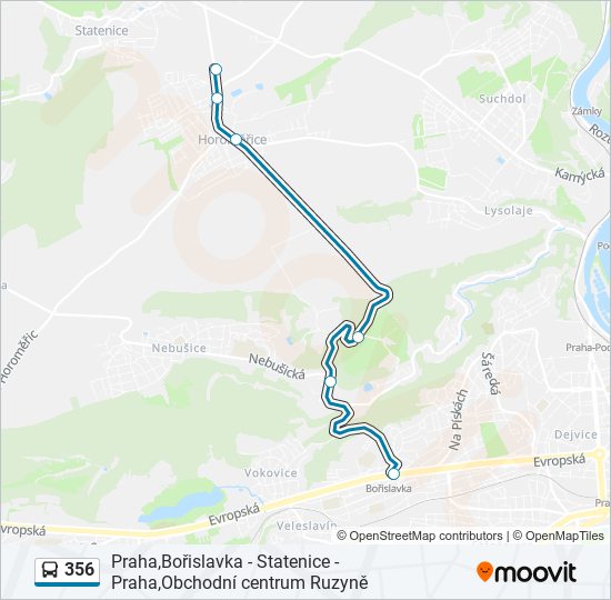 356 autobus Mapa linky