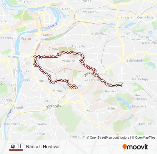 Трамвай 11: карта маршрута