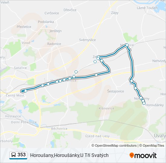 353 autobus Mapa linky