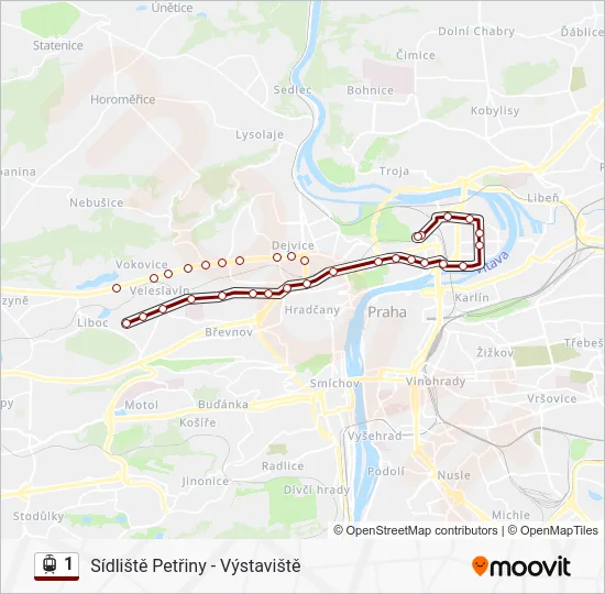 Трамвай 1: карта маршрута
