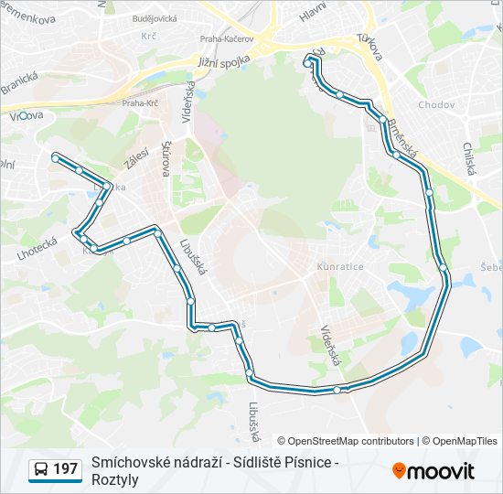 197 autobus Mapa linky