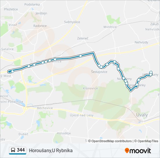 344 autobus Mapa linky