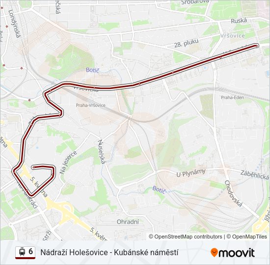 Трамвай 6: карта маршрута