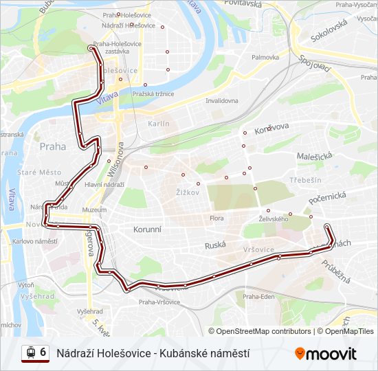Трамвай 6: карта маршрута