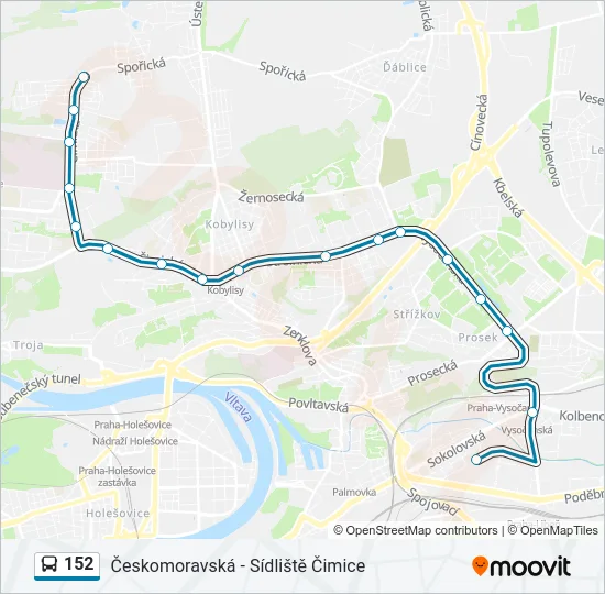 Автобус 152: карта маршрута