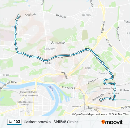 Автобус 152: карта маршрута