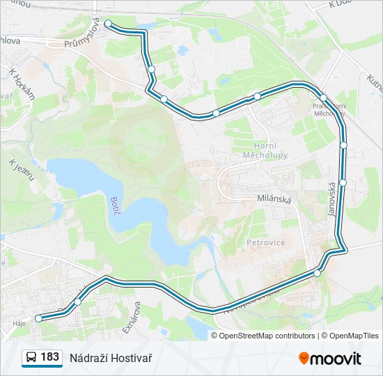 183 bus Line Map