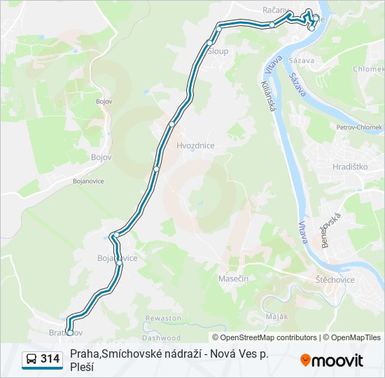 314 bus Line Map