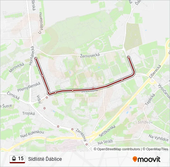 Трамвай 15: карта маршрута