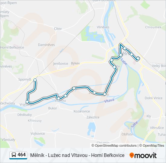 464 autobus Mapa linky